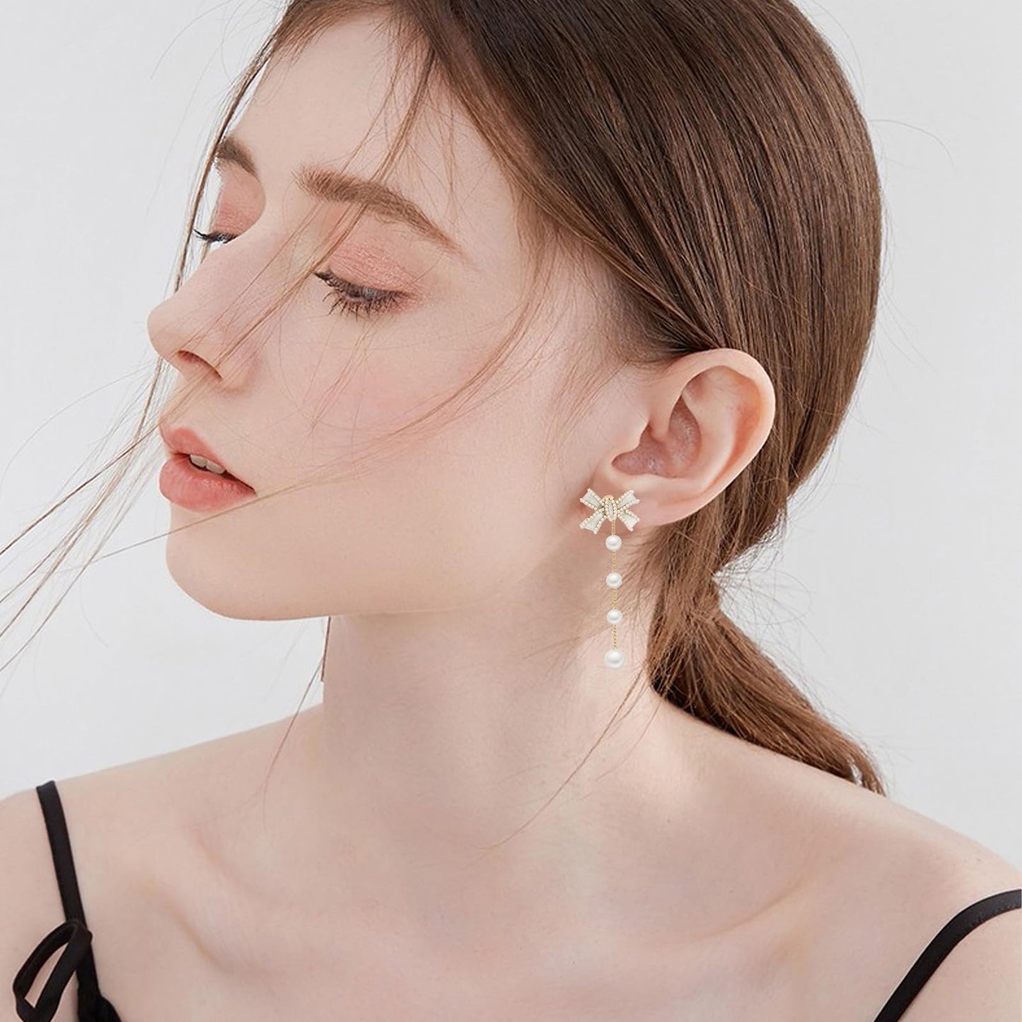 Pearl Drop Earrings for Women, Gold Plated Pearl Dangle Earrings, Hypoallergenic Elegant Gold Pearl Tassel Earring, Birthday Gift