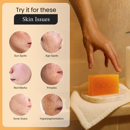 Turmeric Kojic Acid Soap for Dark Spots Brightening – Face and Body Wash with Vitamin C, Retinol, Collagen, Vitamin E, Glycerin, Shea Butter & Castile Olive Oil – Soap for Women & Men (120g x 2)