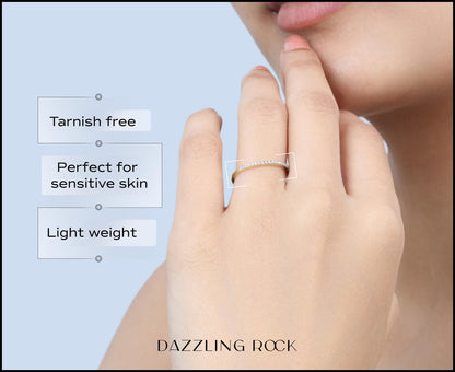 Dazzlingrock Collection 0.08 Cttw Womens Diamond Wedding Band – Real Round Natural White Diamond Minimalist Thin Stackable Ring for Her in 10K Solid Yellow Gold, Size 7
