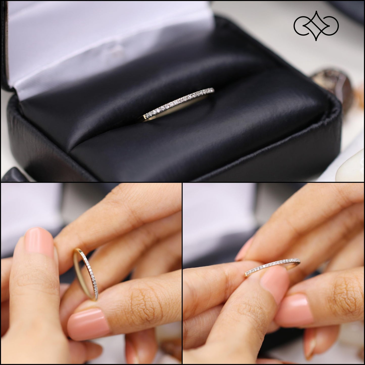 Dazzlingrock Collection 0.08 Cttw Womens Diamond Wedding Band – Real Round Natural White Diamond Minimalist Thin Stackable Ring for Her in 10K Solid Yellow Gold, Size 7