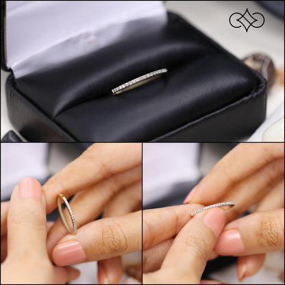 Dazzlingrock Collection 0.08 Cttw Womens Diamond Wedding Band – Real Round Natural White Diamond Minimalist Thin Stackable Ring for Her in 10K Solid Yellow Gold, Size 7