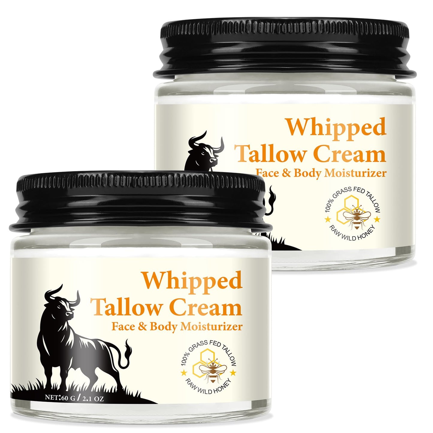 Beef Tallow and Honey Cream for Skin, Moisturizer Creams, Whipped Tallow Cream for Smooth Nourishing Face & Body, Natural Beef Tallow Balm for Skin Care, Beef Tallow, Butter and Honey Balm