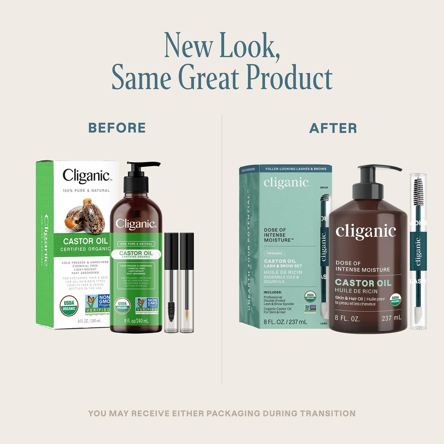 Organic Castor Oil, 100% Pure - For Hair, Skin, Face, Eyelashes & Eyebrows | Natural Cold Pressed Unrefined Hexane-Free (8oz)