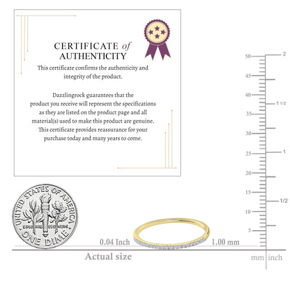 Dazzlingrock Collection 0.08 Cttw Womens Diamond Wedding Band – Real Round Natural White Diamond Minimalist Thin Stackable Ring for Her in 10K Solid Yellow Gold, Size 7