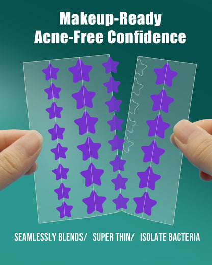 Acne Patches 112 Dots, Star Pimple Patches Hydrocolloid Acne Patches for Face Cute Zit Patches Pimple Stickers Acne Dots - Purple, Blue, Pink and Yellow