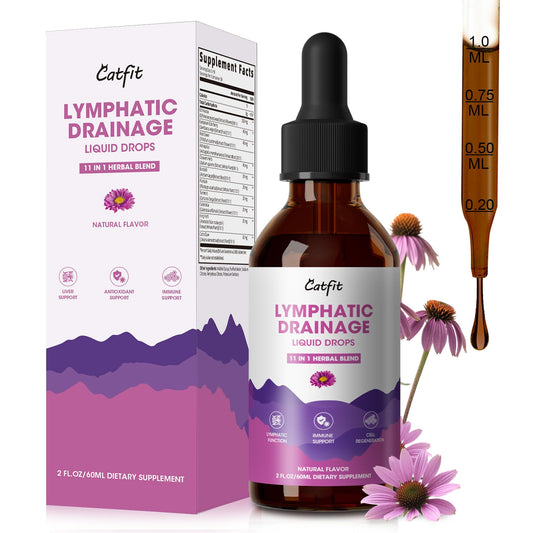 Lymphatic Drainage Drops Supplements for Immune, Lymph System Support, Cleanse & Detox, Liver Health with Echinacea,Elderberry,Cleavers Herb,Burdock, Calendula, Vegan, Non-GMO,Natural Flavor, 2 Fl Oz