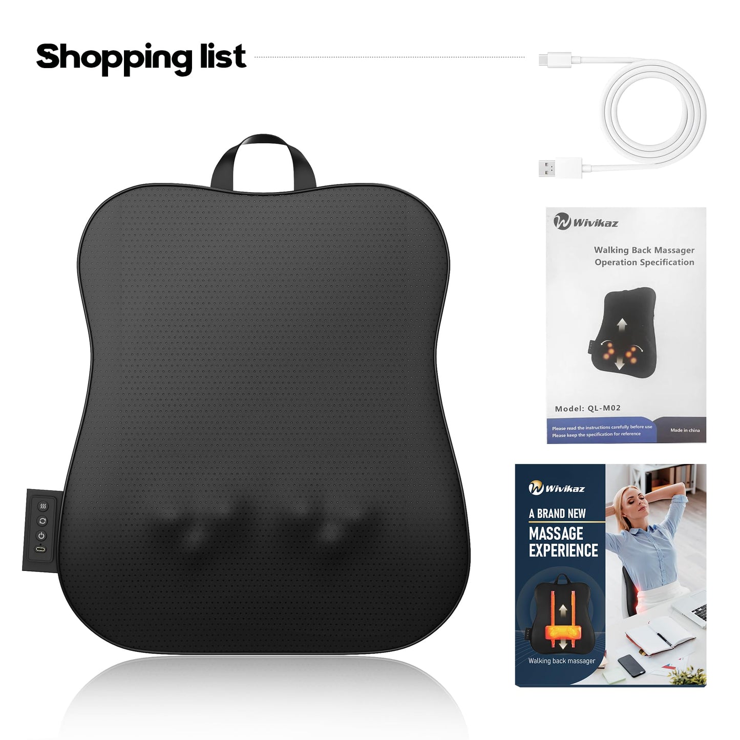 Back Massager with Heat,Rechargeable Cordless Back Massager for Pain Relief Deep Tissue,4D Kneading Massage for Shoulders, Neck,for Home Office Car Use,Men's and Women's Gifts