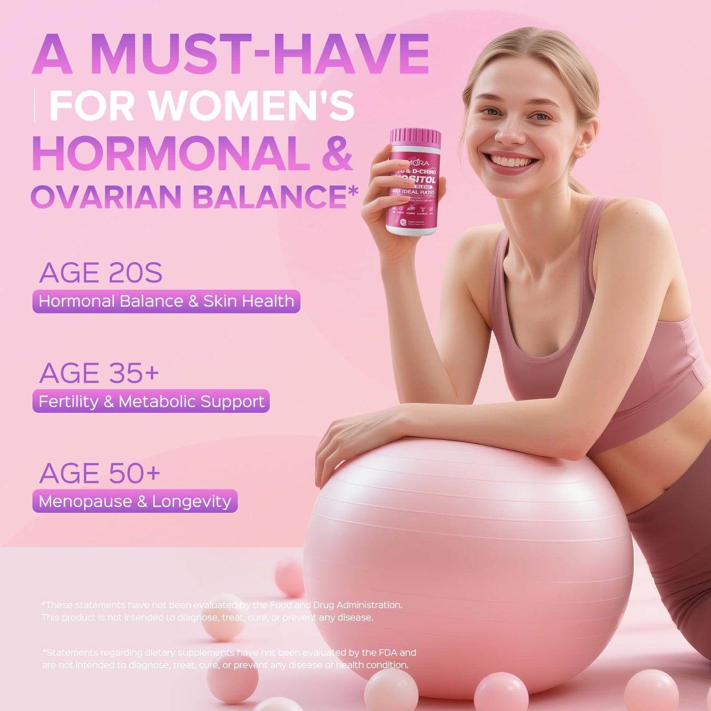 TIMORA Premium 10-in-1 Myo-inositol & D-Chiro Inositol Supplement for Women, Small Capsules for Hormone Balance & Ovarian Support, Skin Health, Plus Folate and Vitamin D - Ideal 40:1 Ratio