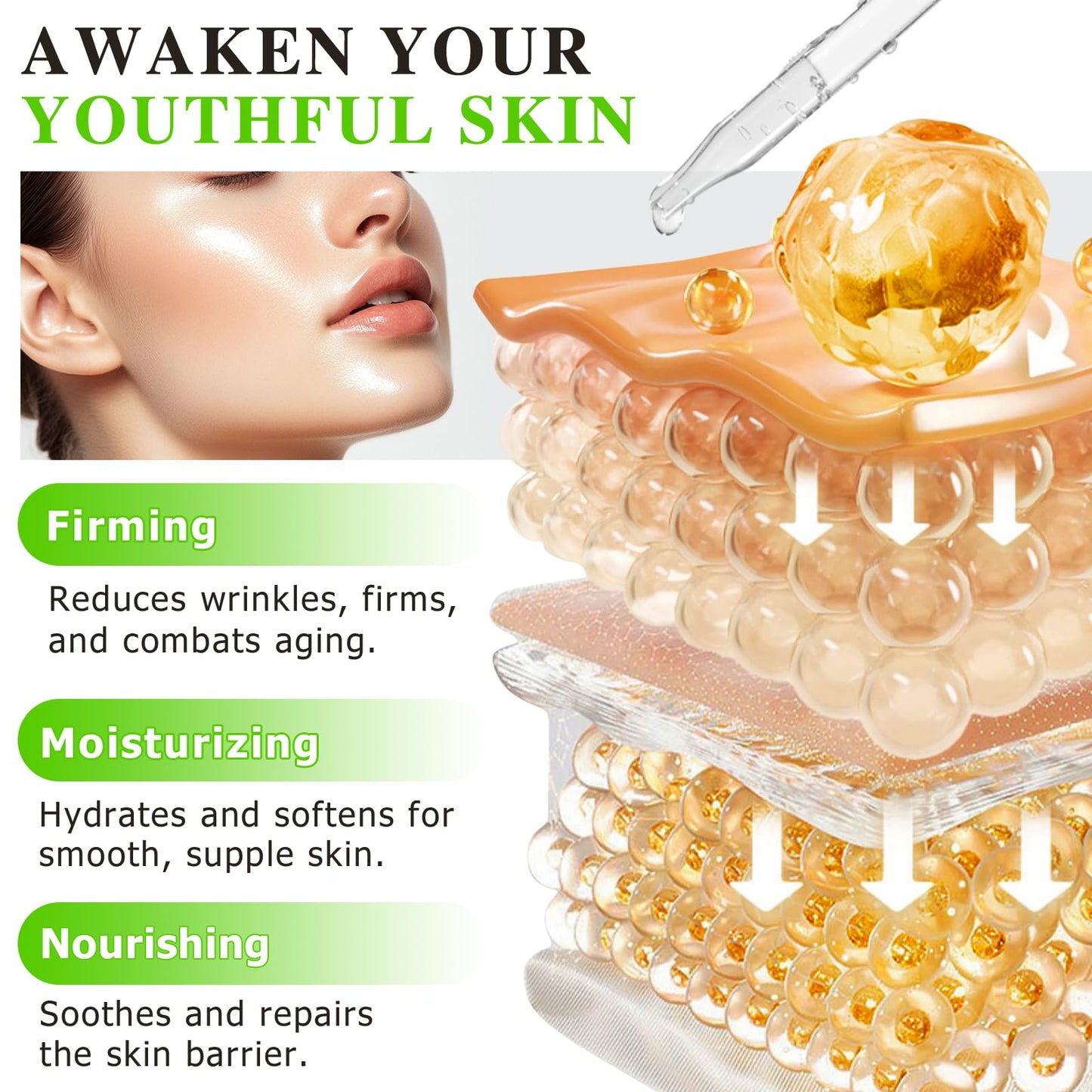 Vitamin C Serum For Face & Neck, Anti Aging & Wrinkle Facial Serum with Vitamin C, Ferulic Acid, Vitamin E, Boost Skin Collagen,Hydrate & Plump Skin, 60ml