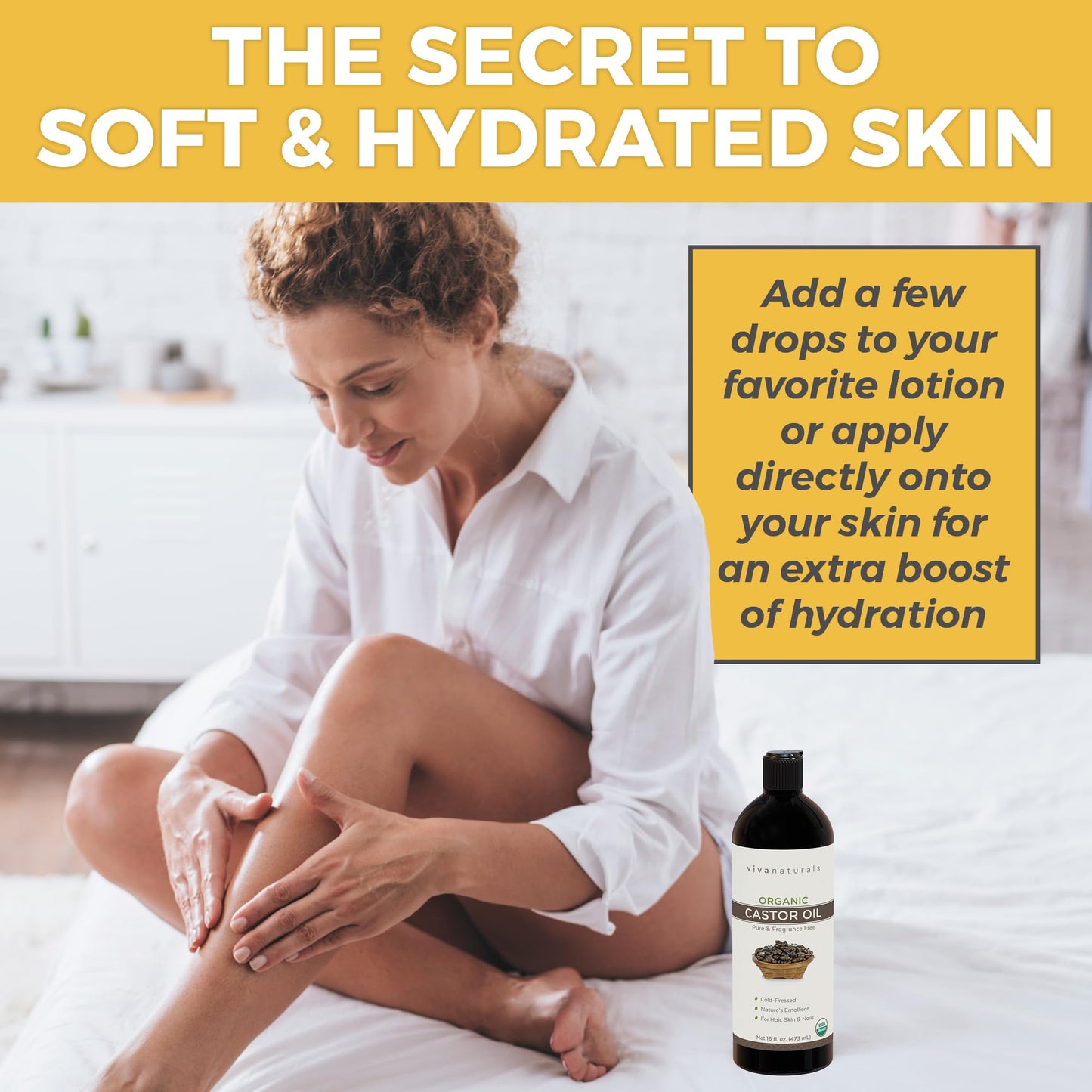 Cold pressed Organic Castor Oil 16 fl oz - Castor Oil for Face, Eyelashes, Traditional Eyebrow Serum, Hair Oil - Certified Organic & Non-GMO