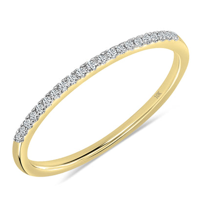 Dazzlingrock Collection 0.08 Cttw Womens Diamond Wedding Band – Real Round Natural White Diamond Minimalist Thin Stackable Ring for Her in 10K Solid Yellow Gold, Size 7