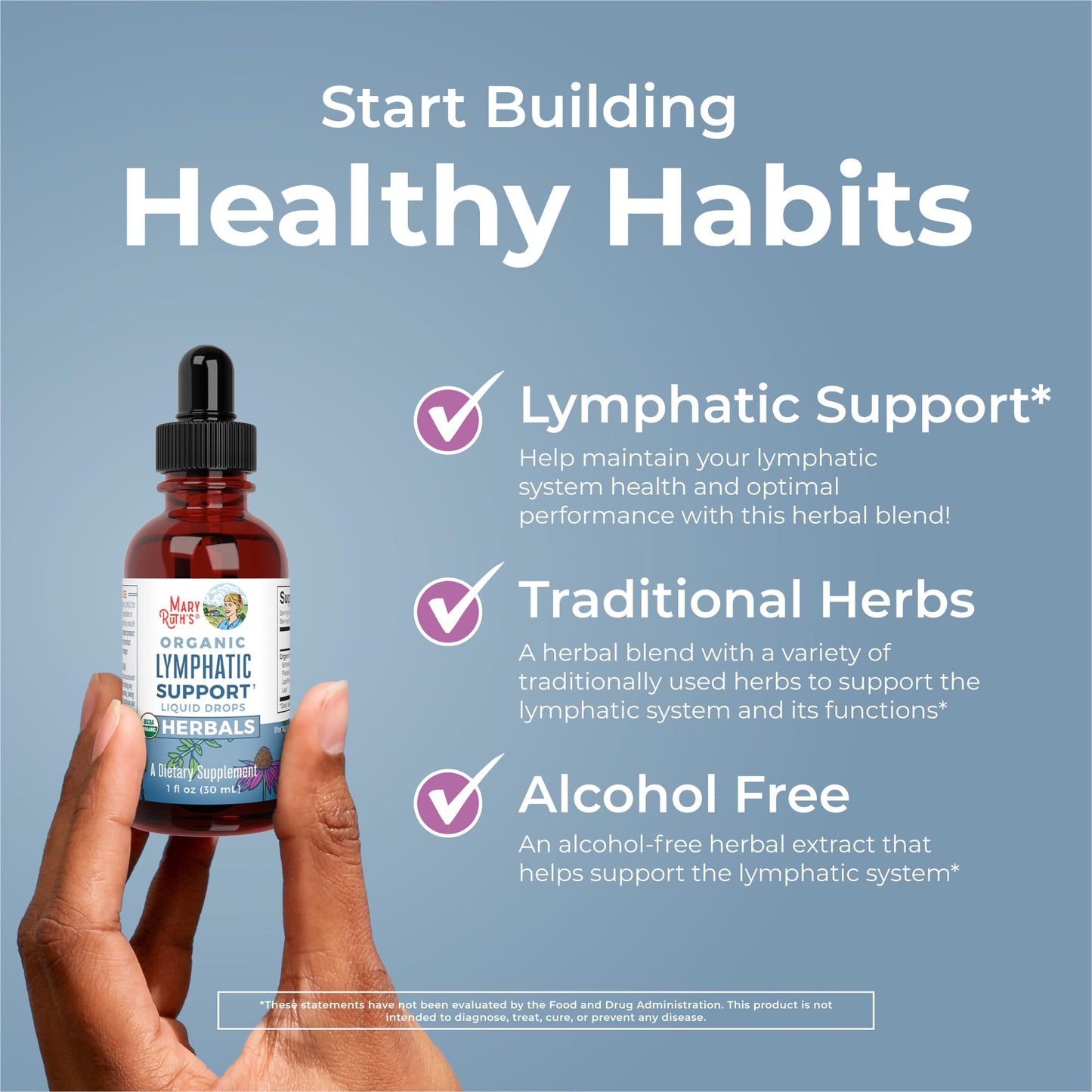 MaryRuth Organics Lymphatic Support Drops | USDA Organic Lymphatic Cleanse Immune Support Supplement| Lymphatic Support with Echinacea & Elderberry | Blue Vervain | Vegan | Non-GMO | 30 Servings