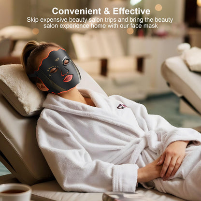 Red Light Therapy for Face, Led Face Mask Light Therapy with Rechargeable Remote, LED Face Mask Light Therapy at Home, Comfortable Red Light Therapy Mask