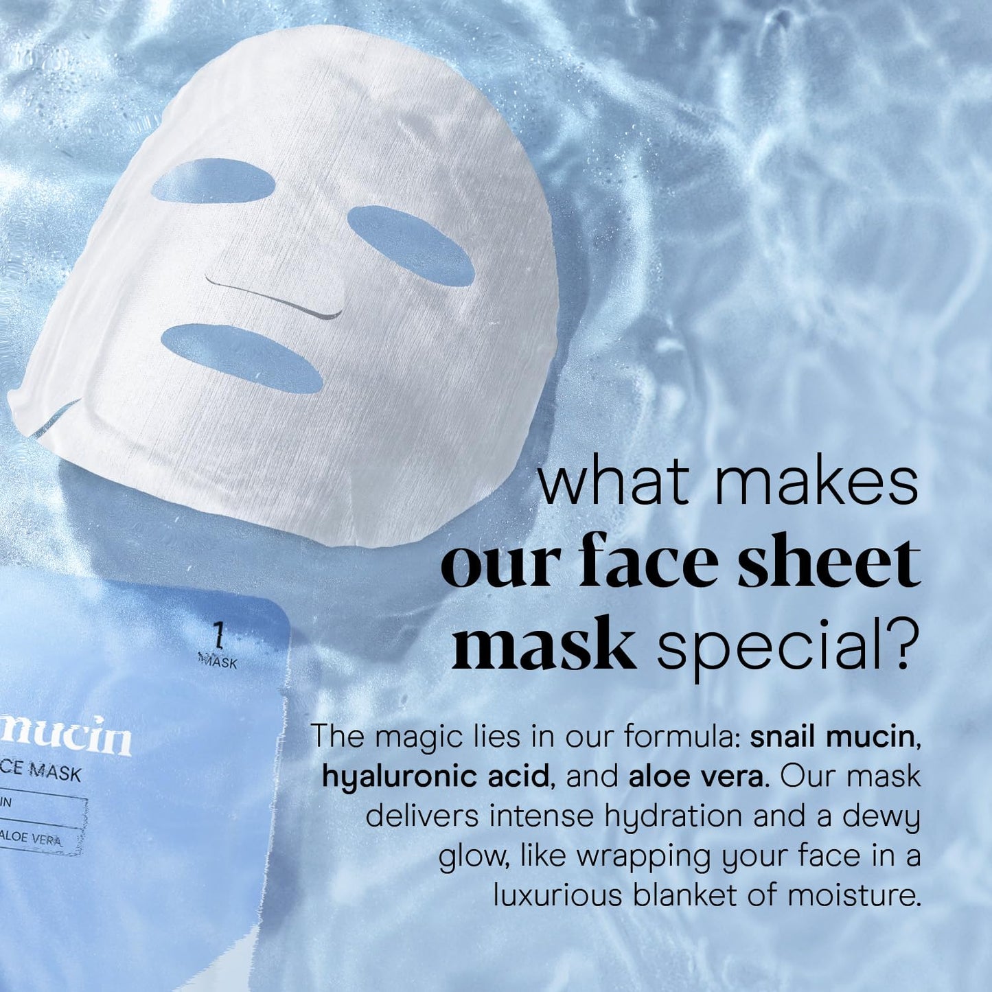 Baebody Snail Mucin Face Sheet Mask (6 pcs) - Anti Aging and Moisturizing Face Mask with Hyaluronic Acid - Deep Hydration for Youthful Skin