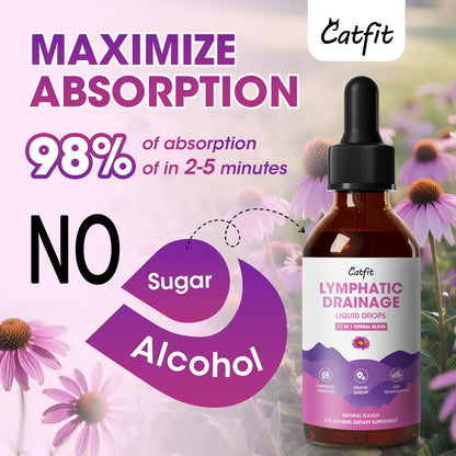 Lymphatic Drainage Drops Supplements for Immune, Lymph System Support, Cleanse & Detox, Liver Health with Echinacea,Elderberry,Cleavers Herb,Burdock, Calendula, Vegan, Non-GMO,Natural Flavor, 2 Fl Oz