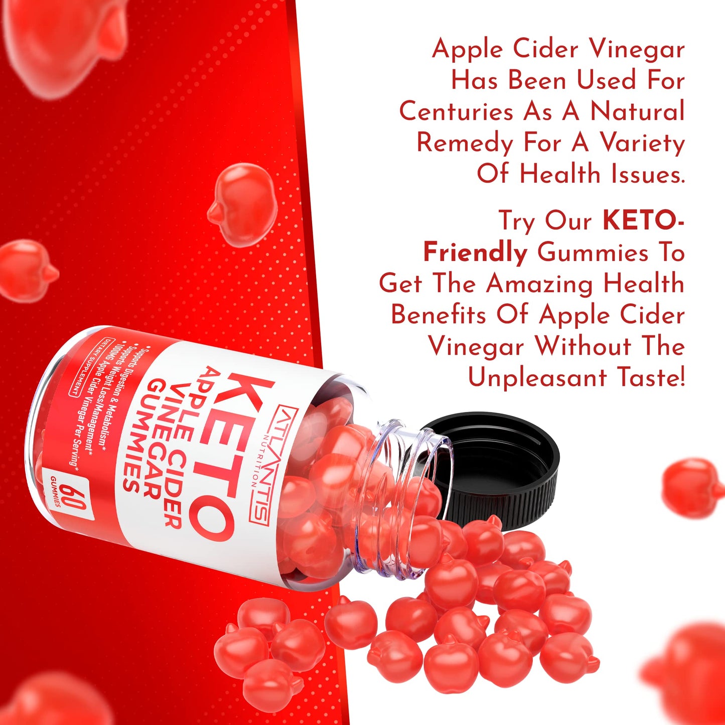 Keto ACV Gummies for Weight Loss - Apple Cider Vinegar Gummies Formulated to Support Advanced Weight Loss, Digestion, Detox & Cleansing, Made with 1000MG ACV Per Serving - 60 Count