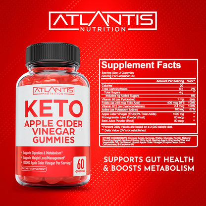 Keto ACV Gummies for Weight Loss - Apple Cider Vinegar Gummies Formulated to Support Advanced Weight Loss, Digestion, Detox & Cleansing, Made with 1000MG ACV Per Serving - 60 Count