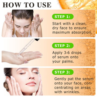 Vitamin C Serum For Face & Neck, Anti Aging & Wrinkle Facial Serum with Vitamin C, Ferulic Acid, Vitamin E, Boost Skin Collagen,Hydrate & Plump Skin, 60ml