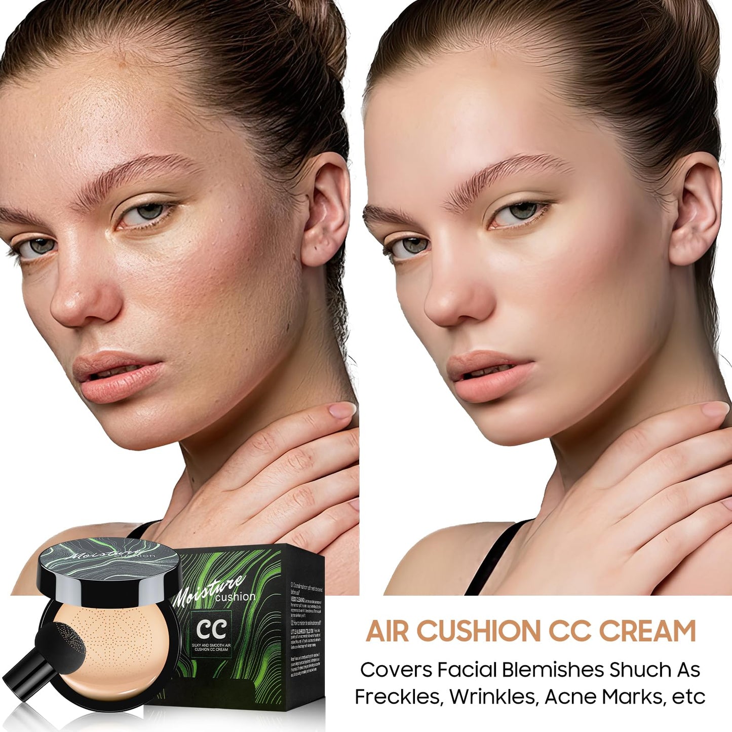 BB Cream Face Foundation Makeup, Moisturizing Concealer Brighten Long-Lasting, Even Skin Tone for All Skin Types (Natural, 1 PCS)