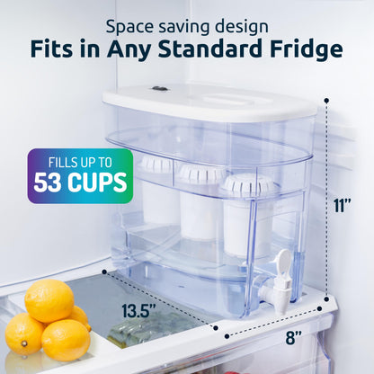 Alkaline Countertop Water Filter Dispenser, Large 52-Cup Capacity, Mineralized Alkaline Water, BPA-Free, 96 Gallons/Filter (White, 3 Filters Included)