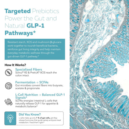 GLP-Pre™ – Optimized Prebiotic Fiber Complex - Gut-Microbiome Optimization for Natural GLP-1 Pathway Support & Metabolic Wellness - Includes Clinically Studied Non-Digestible Fibers - 30 Servings