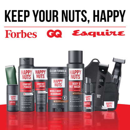 HAPPY NUTS Comfort Cream Deodorant For Men: Anti-Chafing Sweat Defense, Odor Control, Aluminum-Free Mens Deodorant & Hygiene Products for Men's Private Parts 3.4 Fl Oz, Fragrance-Free