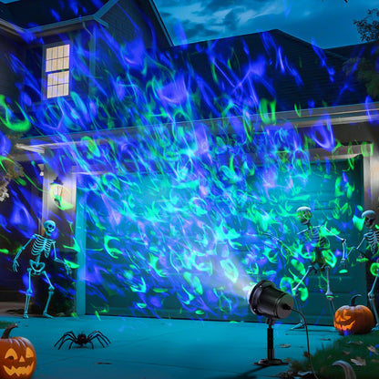 Halloween Christmas Projector Lights Outdoor, RGBW Ocean Wave LED Light Projector with Remote & Timer, IP65 Weatherproof for Yard, House Parties, Bedroom Ceiling Decor (Holiday Gift Idea)