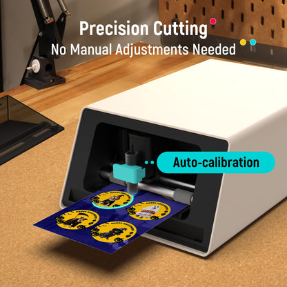 Color Sticker Printer & Cutting Machine - All-in-One Sticker Maker for DIY Crafts, Custom Labels & Gifts. Thermal Dye-Sublimation Photo Printer, 300 DPI, Precise AI Auto-Cutting