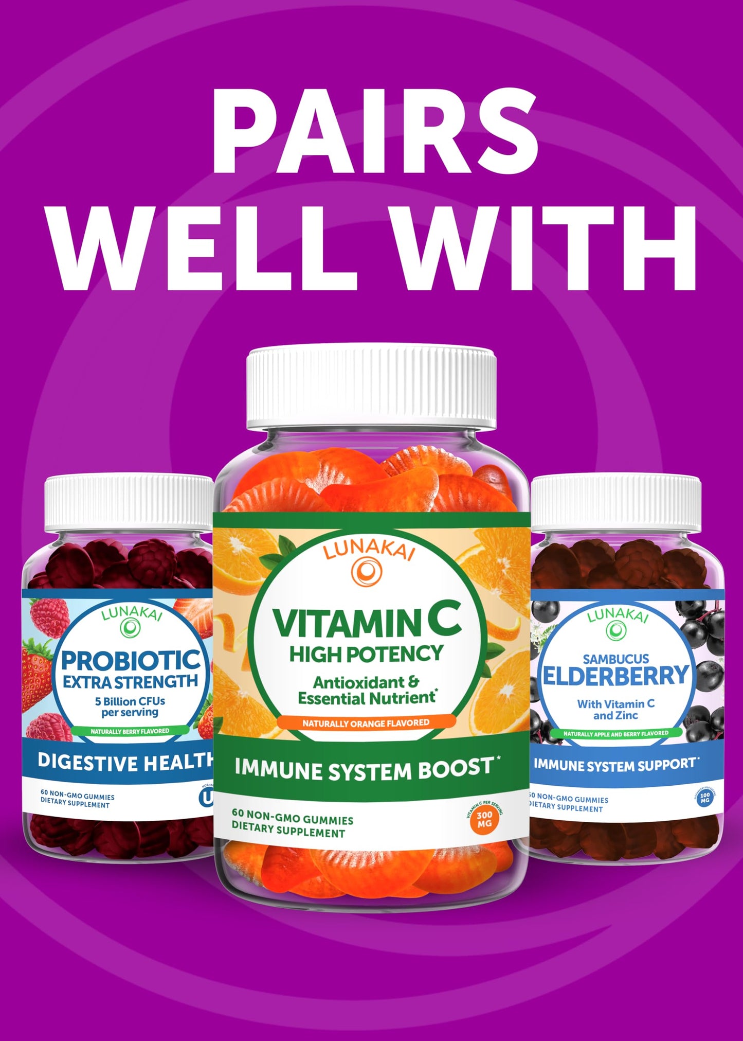 Sea Moss Gummies with Ashwagandha & Elderberry – Delicious Immune & Stress Support Supplement for Men & Women, 60ct