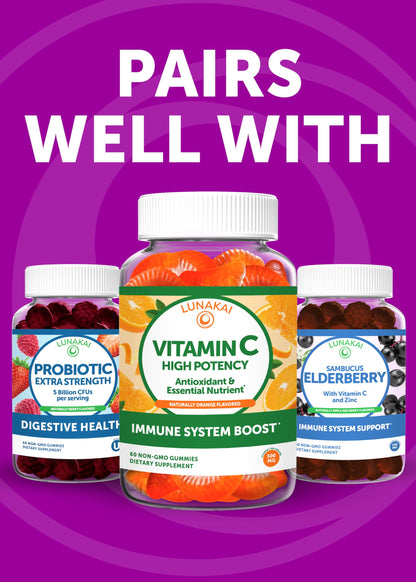 Sea Moss Gummies with Ashwagandha & Elderberry – Delicious Immune & Stress Support Supplement for Men & Women, 60ct