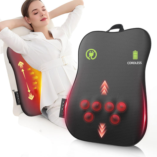 Back Massager with Heat,Rechargeable Cordless Back Massager for Pain Relief Deep Tissue,4D Kneading Massage for Shoulders, Neck,for Home Office Car Use,Men's and Women's Gifts