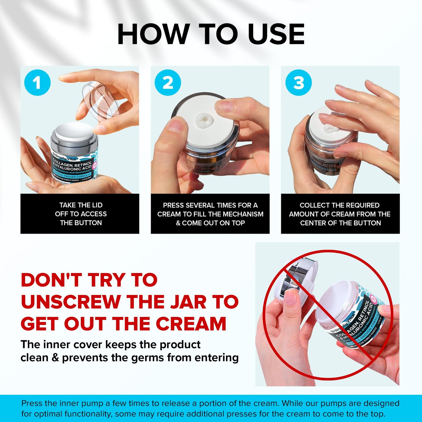 Collagen, Retinol & Hyaluronic Acid Cream - Anti-Aging Face Moisturizer for Face, Firming Skin Care Neck & Décolleté - Made in USA, Daily Moisturizer Face Cream Day & Night - 1.7 fl.oz.