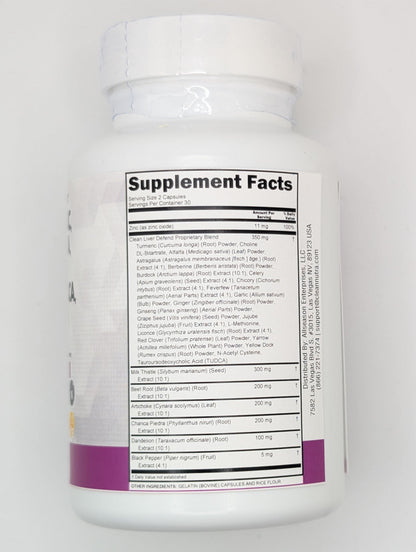 Clean Nutraceuticals Milk Thistle NAC Chanca Piedra Beet Root Artichoke Dandelion Root - Liver Cleanse Detox & Repair Supplement Plus TUDCA Choline & Ginger 60 Count