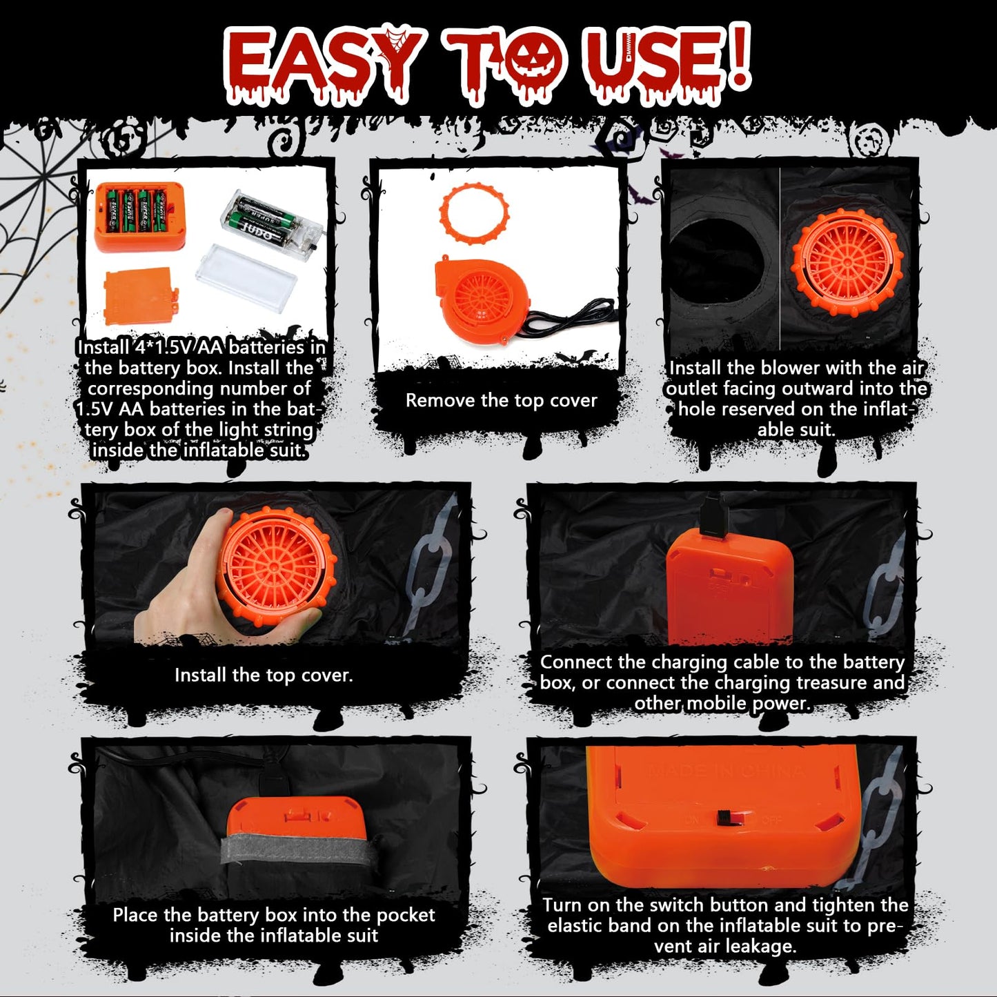 Inflatable Costume for Kids, Lights Halloween Costume, Scary Blow Glow Cosplay Costumes, Halloween Birthday Party Games for Kids 6-8 Cosplay Events Party