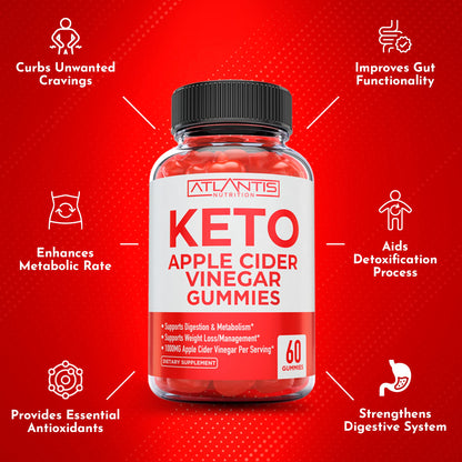 Keto ACV Gummies for Weight Loss - Apple Cider Vinegar Gummies Formulated to Support Advanced Weight Loss, Digestion, Detox & Cleansing, Made with 1000MG ACV Per Serving - 60 Count