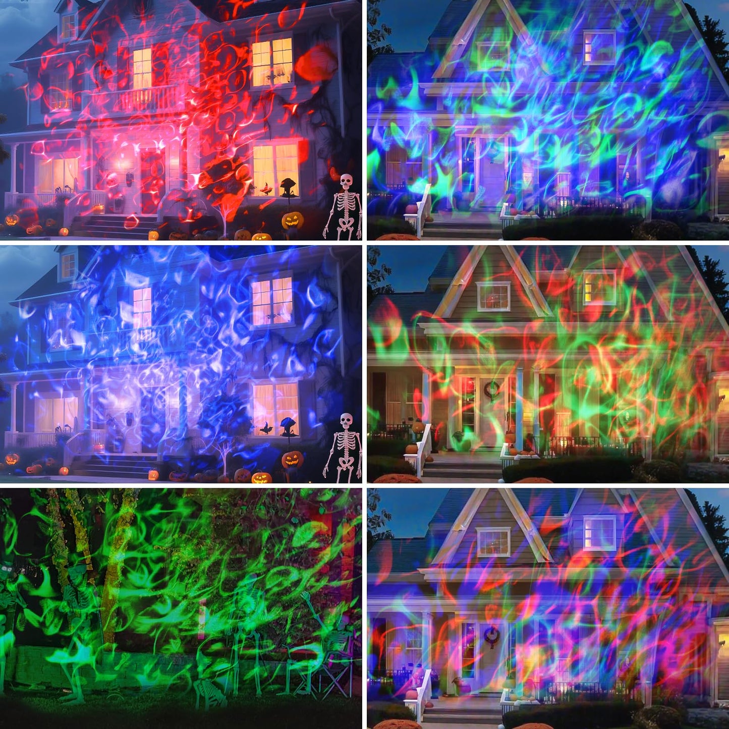 Halloween Christmas Projector Lights Outdoor, RGBW Ocean Wave LED Light Projector with Remote & Timer, IP65 Weatherproof for Yard, House Parties, Bedroom Ceiling Decor (Holiday Gift Idea)