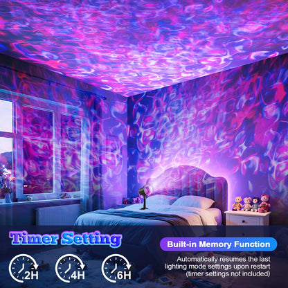 Halloween Christmas Projector Lights Outdoor, RGBW Ocean Wave LED Light Projector with Remote & Timer, IP65 Weatherproof for Yard, House Parties, Bedroom Ceiling Decor (Holiday Gift Idea)