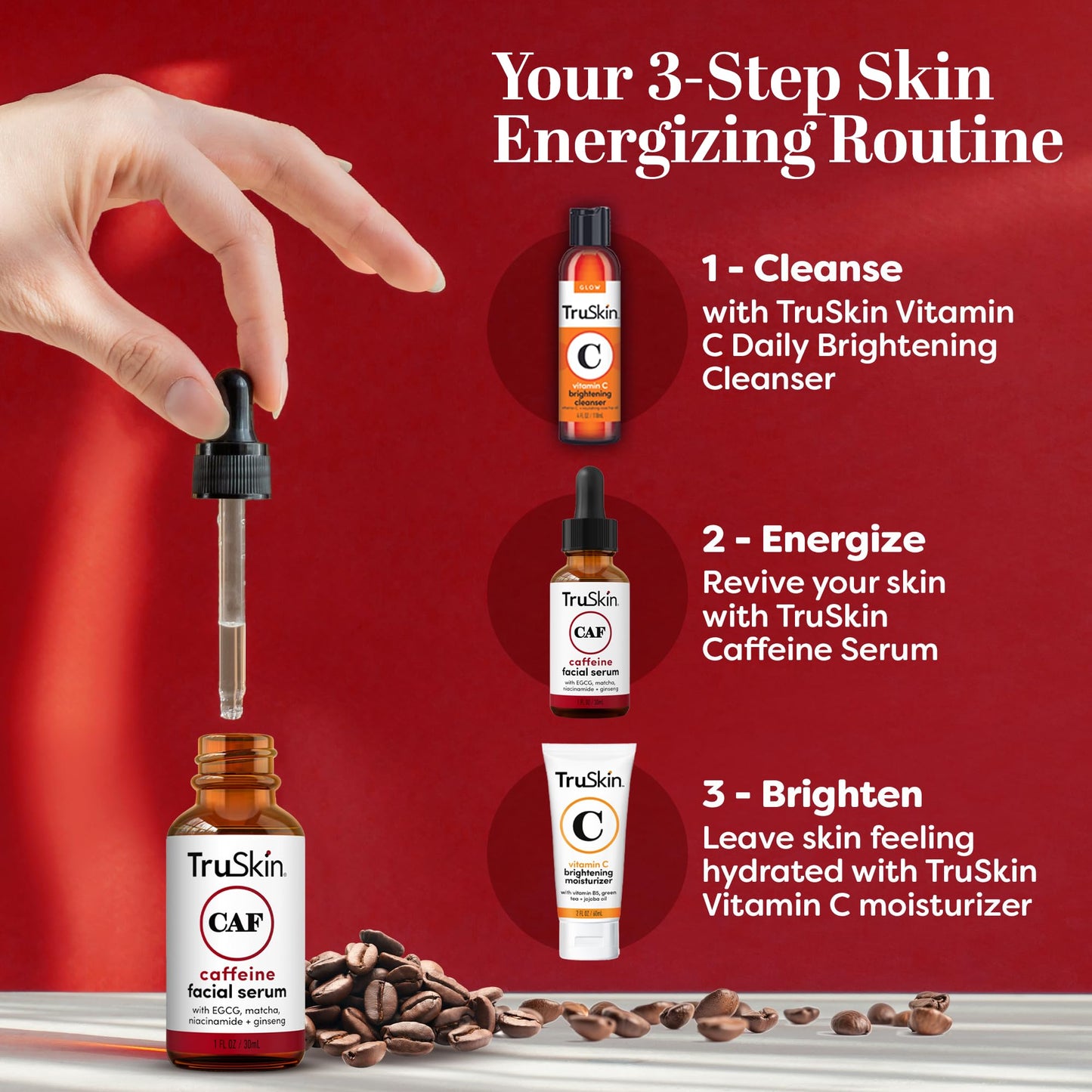Caffeine Face & Eye Serum – Energizing 5% Caffeine Serum with EGCG Niacinamide Matcha and Ginseng – Improve Look of Under Eye Dark Circles and Puffiness, 1 fl oz