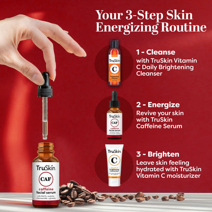 Caffeine Face & Eye Serum – Energizing 5% Caffeine Serum with EGCG Niacinamide Matcha and Ginseng – Improve Look of Under Eye Dark Circles and Puffiness, 1 fl oz
