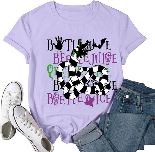 Halloween Shirts for Women Cute Ghost Shirt Vintage Funny Spooky T Shirt Novelty Horror Movie Graphic Tee Tops