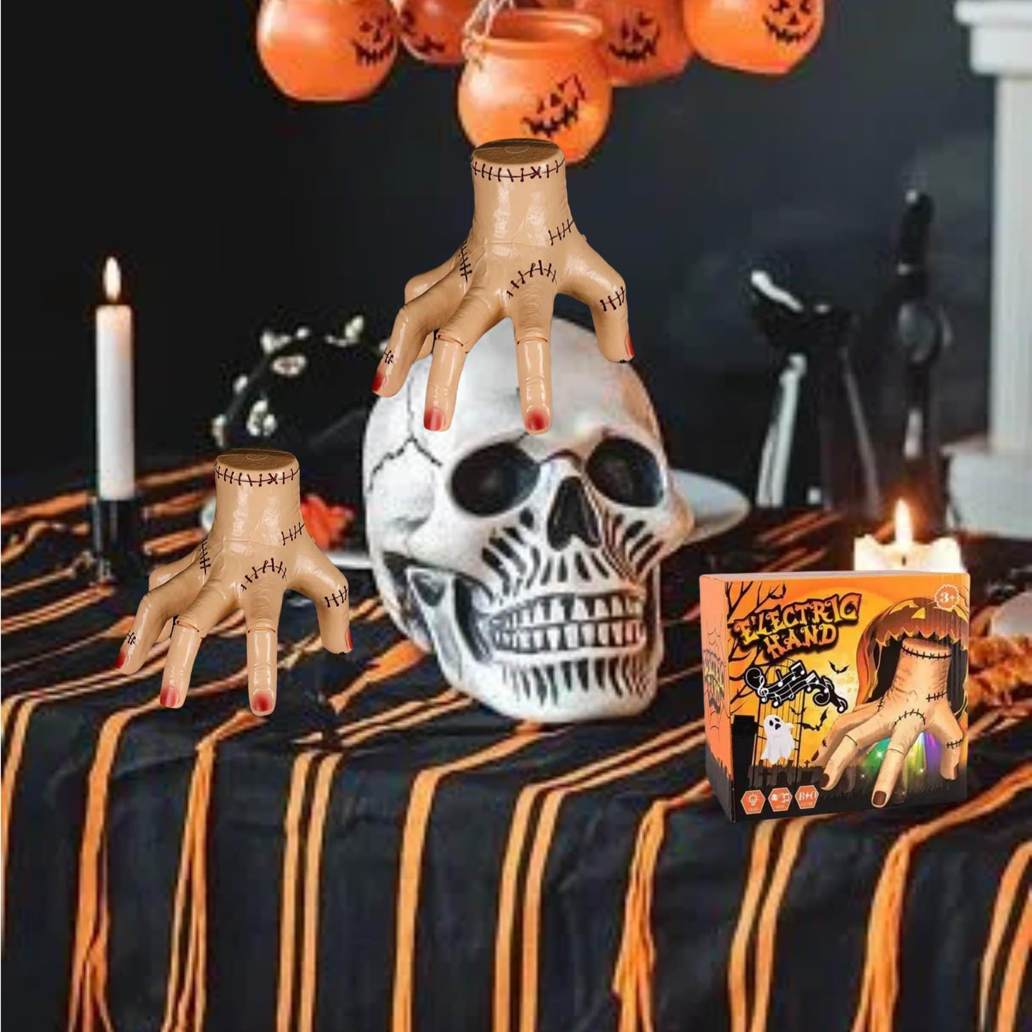 Thing Hand Halloween Scary Fake Hand, Addams Hand Props Cosplay with Lights Music Ghost Hands Halloween Toys (Music Light Hand)