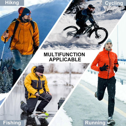 Wool Waterproof Socks, Cushioned & Moisture Wicking Waterproof Hiking Socks Unisex Breathable Wool Dry Quickly Socks for Womens Mens Hiking Running, 1 Pair, Large, Grey and Blue